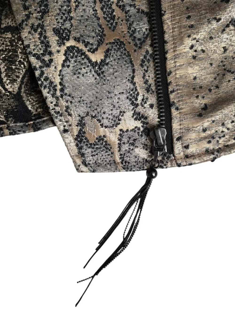 Guess Bernadette Snakeskin Print Metallic Gold Silver Black Moto Style M